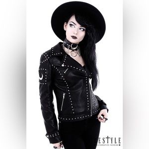 Restyle Iron Moon Biker Vegan Leather Jacket